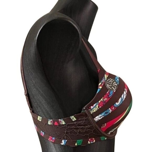 Brown Stripped Push Up Bra - Picture 2 of 3